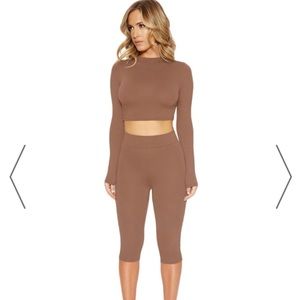 Naked Wardrobe Feelin’ Oh So Tight Brown Leggings